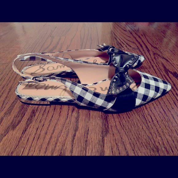 Sam Edelman Shoes - Sam Edelman gingham flats with leather toe bows with spike detail. Size 9.
